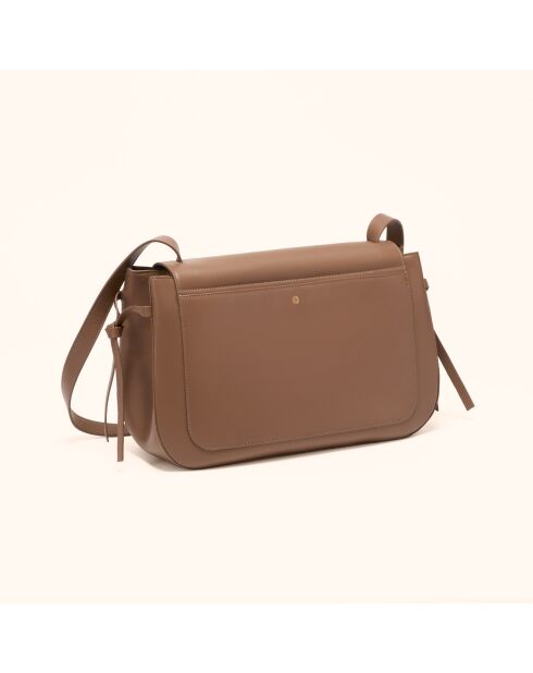Bolso de hombro Ilona de piel taupe - 32,2x20x10 cm
