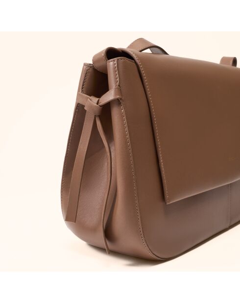 Bolso de hombro Ilona de piel taupe - 32,2x20x10 cm