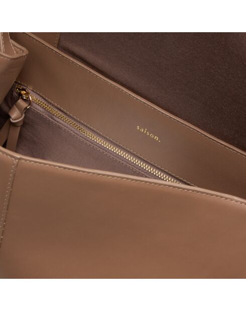 Bolso de hombro Ilona de piel taupe - 32,2x20x10 cm