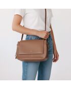Bolso de hombro Ilona de piel taupe - 32,2x20x10 cm
