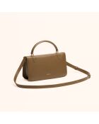 Sac à main Sibel en cuir sepia - 22x12x5,5 cm