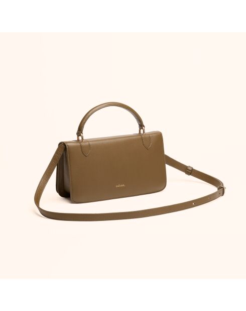 Sac à main Sibel en cuir sepia - 22x12x5,5 cm