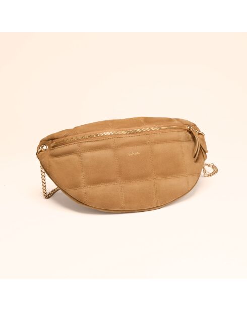 Sac banane Mado en cuir camel - 33x18x8,7 cm