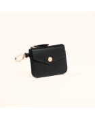Porte-monnaie Miki en cuir noir - 10,5x7,7x1 cm