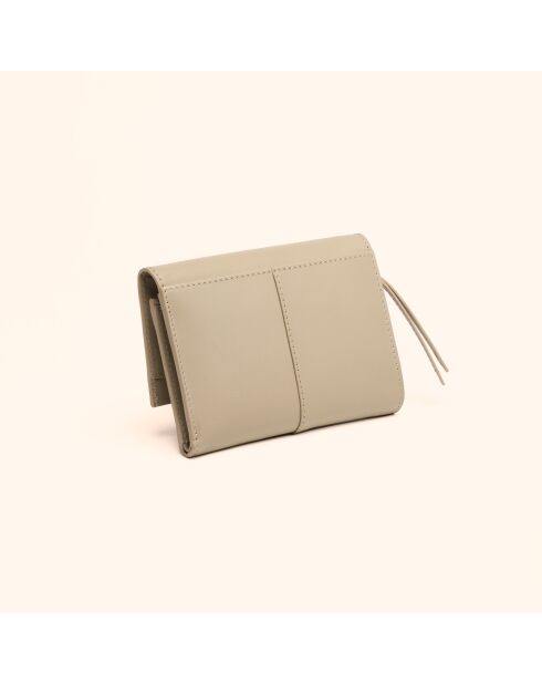 Portefeuille Emilie en cuir grège - 13x10x2 cm