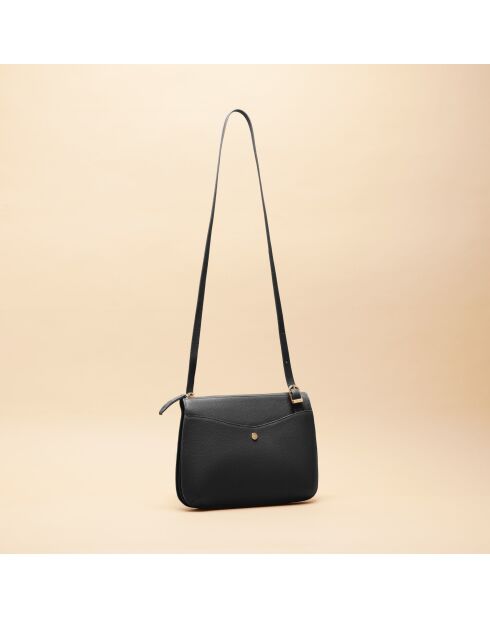 Sac bandoulière Irma en cuir noir - 25x17,5x6 cm