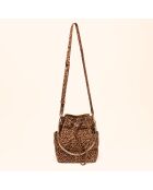 Sac seau Ninon en cuir léopard - 25,2x20,4x13,3 cm