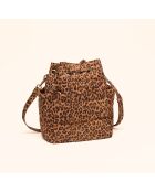Sac seau Ninon en cuir léopard - 25,2x20,4x13,3 cm