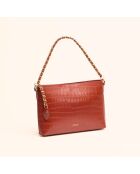 Sac bandoulière Emma en cuir brique - 21,7x15x4,3 cm
