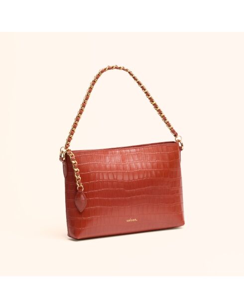 Sac bandoulière Emma en cuir brique - 21,7x15x4,3 cm