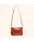 Sac bandoulière Emma en cuir brique - 21,7x15x4,3 cm