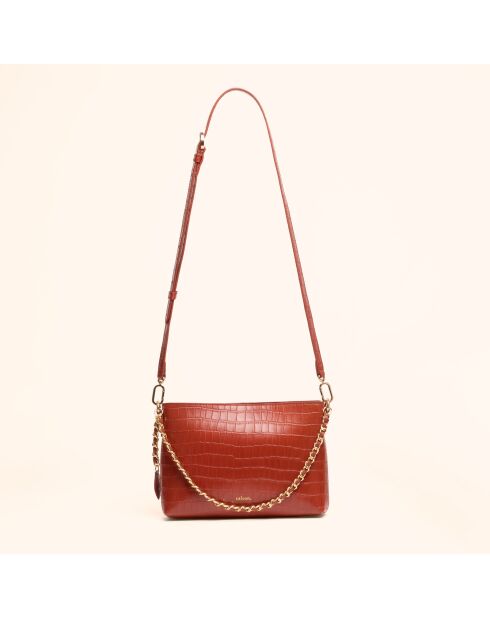 Sac bandoulière Emma en cuir brique - 21,7x15x4,3 cm