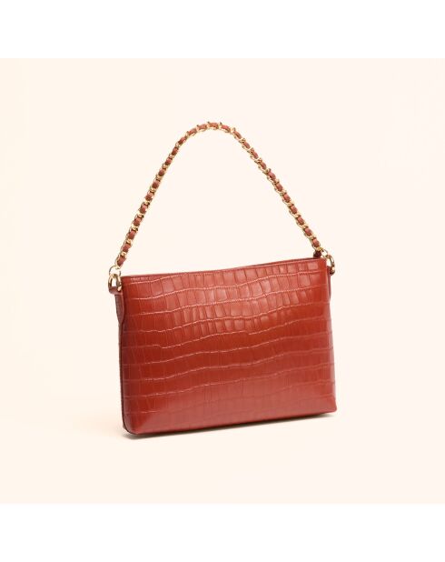 Sac bandoulière Emma en cuir brique - 21,7x15x4,3 cm