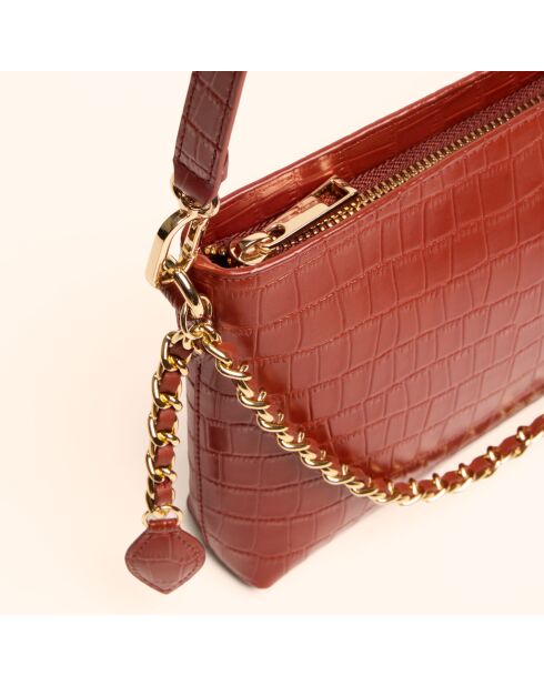 Sac bandoulière Emma en cuir brique - 21,7x15x4,3 cm