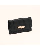 Portefeuille Ruth en cuir noir - 19x11x3 cm