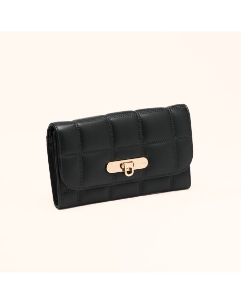 Portefeuille Ruth en cuir noir - 19x11x3 cm