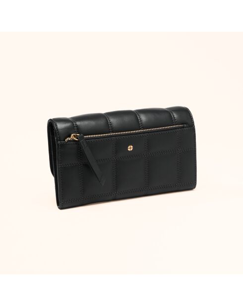 Portefeuille Ruth en cuir noir - 19x11x3 cm