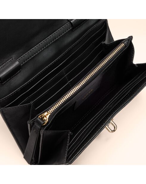 Portefeuille Ruth en cuir noir - 19x11x3 cm