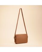 Sac bandoulière Agathe en cuir cognac - 23,6x16,1x5,5 cm