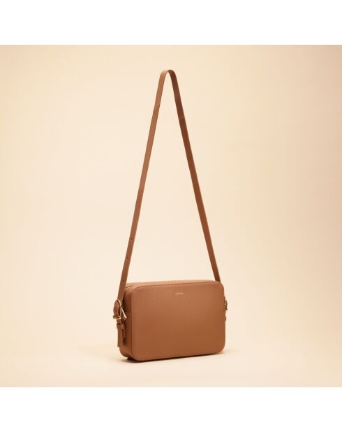 Sac bandoulière Agathe en cuir cognac - 23,6x16,1x5,5 cm