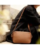 Sac bandoulière Agathe en cuir cognac - 23,6x16,1x5,5 cm