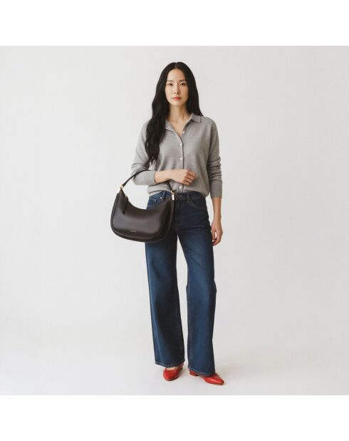 Ingrid schwarze Lederhandtasche - 31,5x16,6x8 cm