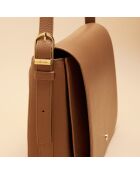 Sac bandoulière Adèle en cuir cognac - 28x19x8,5 cm