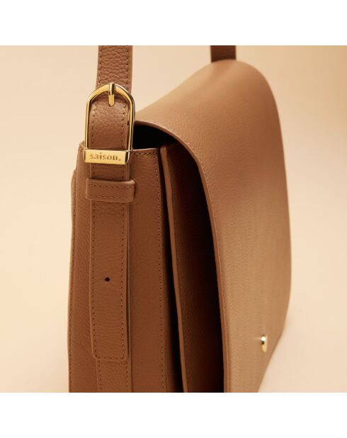 Sac bandoulière Adèle en cuir cognac - 28x19x8,5 cm