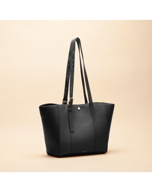 Sac cabas Magda en cuir noir - 28,5x27x13 cm