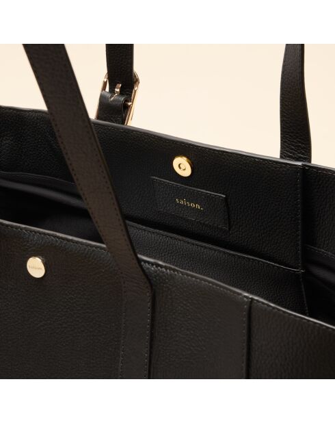 Sac cabas Magda en cuir noir - 28,5x27x13 cm