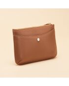 Pochette Bianca en cuir cognac - 20,5x14x3 cm