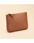 Pochette Bianca en cuir cognac - 20,5x14x3 cm