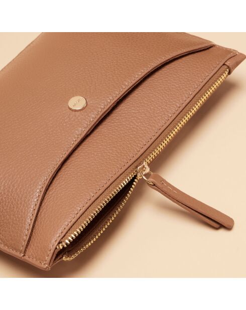 Pochette Bianca en cuir cognac - 20,5x14x3 cm