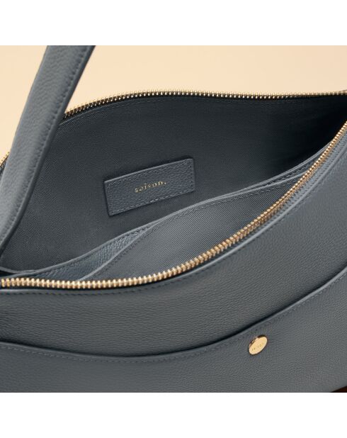 Sac porté épaule Maud en cuir neptune - 34x23,6x7,6 cm