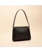 Sac porté épaule Maud en cuir noir - 34x23,6x7,6 cm