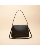 Sac porté épaule Maud en cuir noir - 34x23,6x7,6 cm