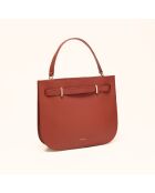 Sac à main Pilar en cuir brique - 28,5x23,5x6 cm