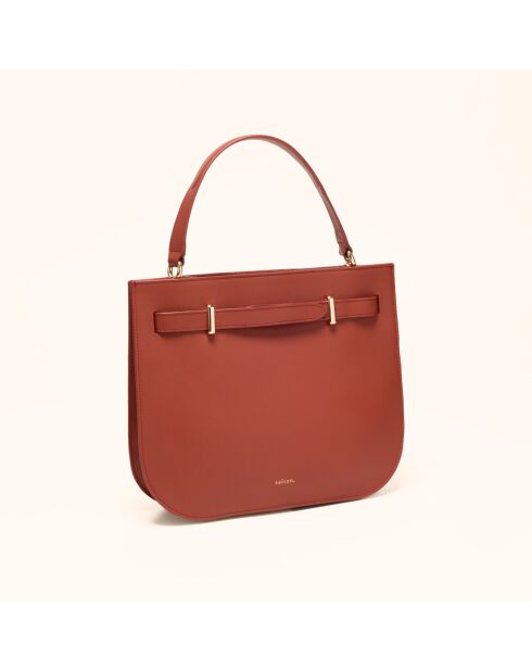 Sac à main Pilar en cuir brique - 28,5x23,5x6 cm