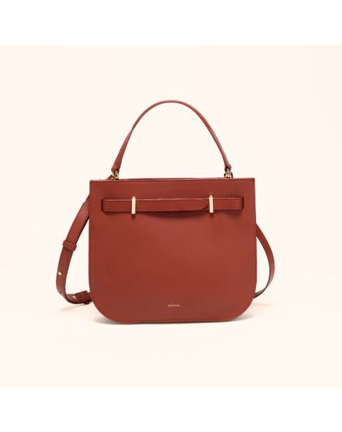 Sac à main Pilar en cuir brique - 28,5x23,5x6 cm