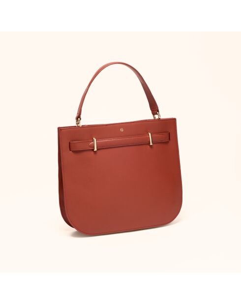 Sac à main Pilar en cuir brique - 28,5x23,5x6 cm