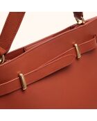 Sac à main Pilar en cuir brique - 28,5x23,5x6 cm