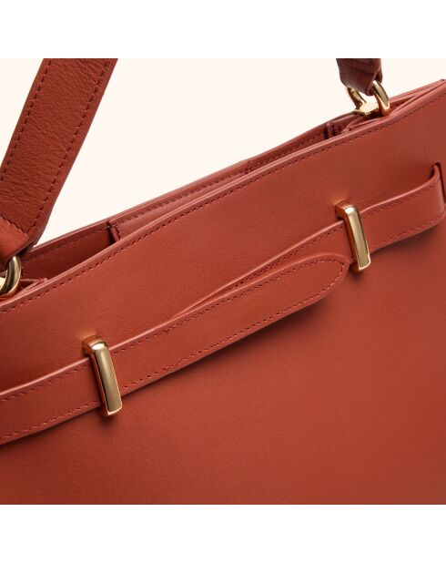 Sac à main Pilar en cuir brique - 28,5x23,5x6 cm