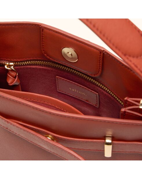 Sac à main Pilar en cuir brique - 28,5x23,5x6 cm