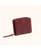 Portefeuille Coco en cuir bordeaux - 11x9x3 cm