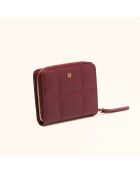 Portefeuille Coco en cuir bordeaux - 11x9x3 cm