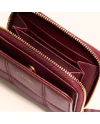 Portefeuille Coco en cuir bordeaux - 11x9x3 cm
