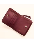 Portefeuille Coco en cuir bordeaux - 11x9x3 cm