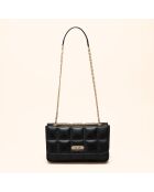 Sac porté épaule Frida en cuir noir - 29x17,3x7 cm