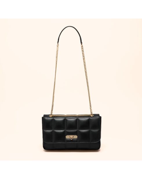 Sac porté épaule Frida en cuir noir - 29x17,3x7 cm