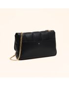 Sac porté épaule Frida en cuir noir - 29x17,3x7 cm